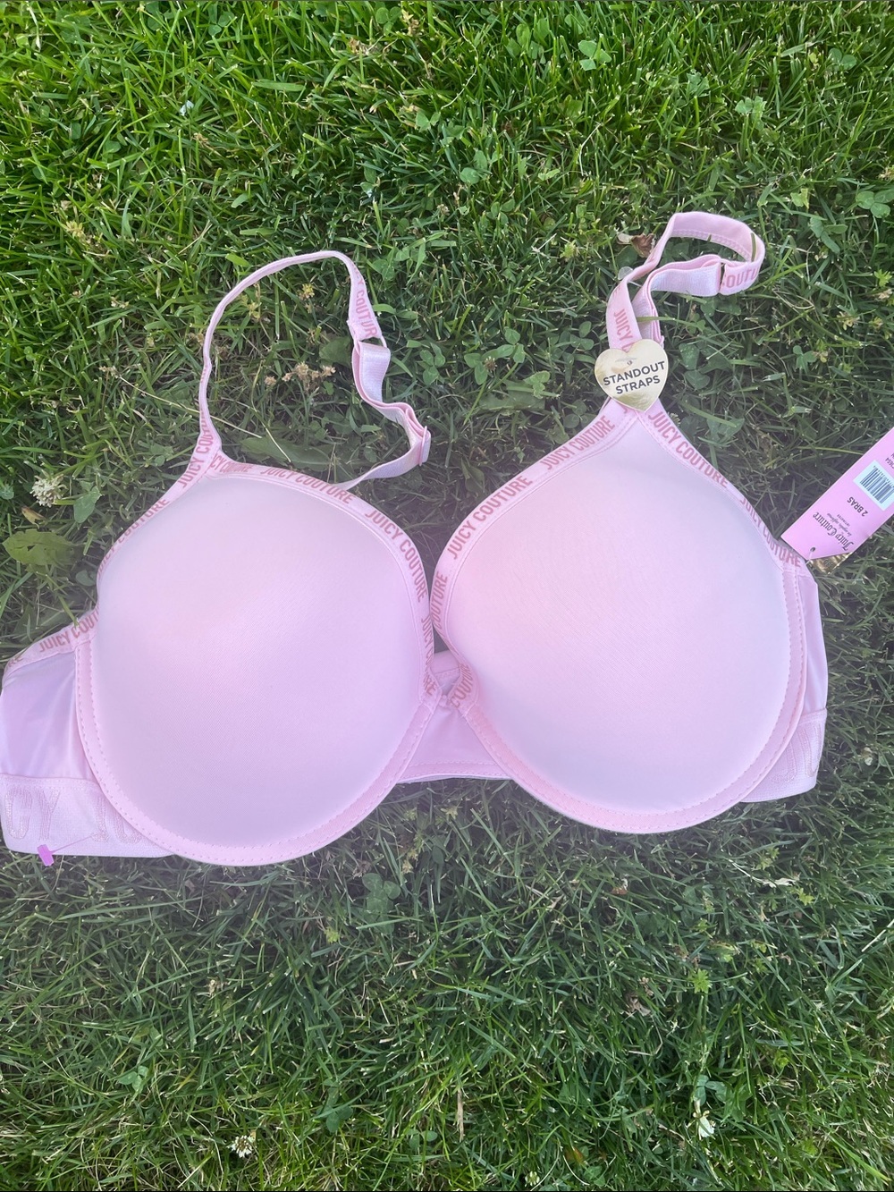 Juicy Couture Pale Pink Push-Up Bra with Branded Straps 38D NWT